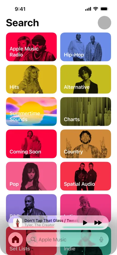 Apple Music search screen
