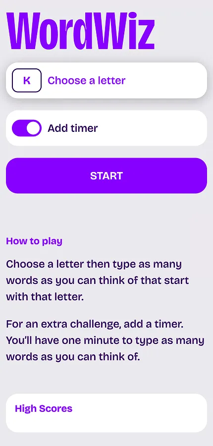 WordWiz.xyz, mweb